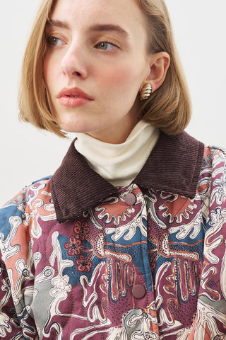 Quilted Pattern Jacket Burgundy