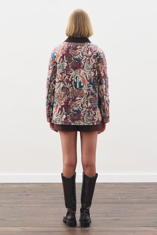 Quilted Pattern Jacket Burgundy