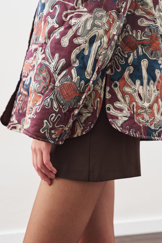 Quilted Pattern Jacket Burgundy