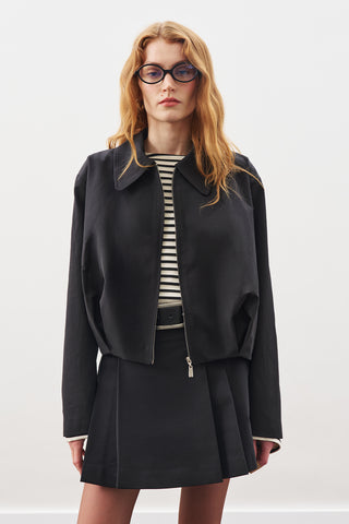 Checked Bomber Jacket Black