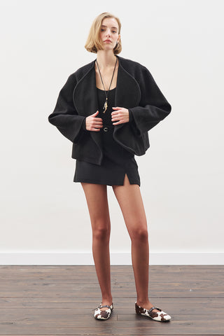 Wool Short Jacket Black