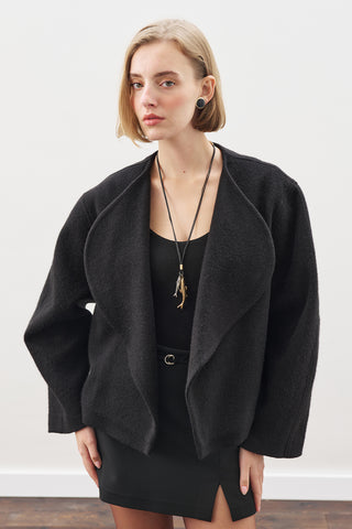 Wool Short Jacket Black