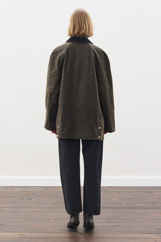 Oversized Contrast-Collar Parka Dusty Gray