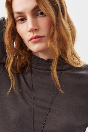 Ribbed Turtleneck Top Anthracite