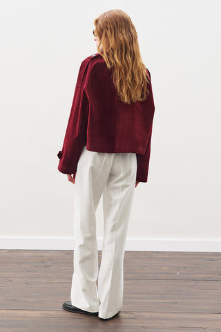 Suede Trench Jacket Burgundy