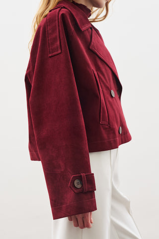 Suede Trench Jacket Burgundy