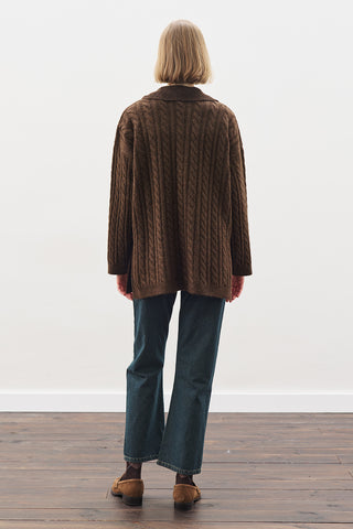 Cable-Knit Sweater With Collar Brown