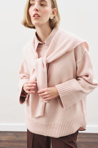 Wide-Collar Knit Scarf Pınk