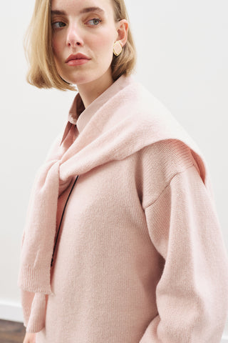 Wide-Collar Knit Scarf Pınk