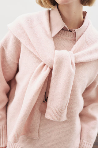 Wide-Collar Knit Scarf Pınk