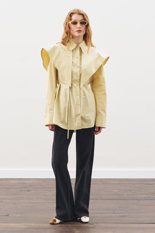 Oversized Shirt With Triangle Scarf Soft Yellow