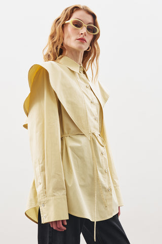 Oversized Shirt With Triangle Scarf Soft Yellow