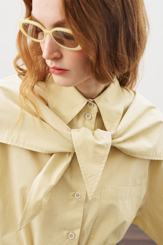 Oversized Shirt With Triangle Scarf Soft Yellow