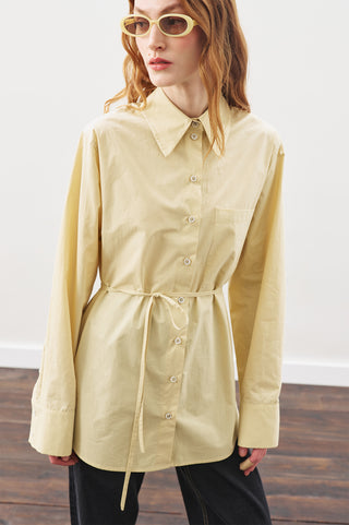 Oversized Shirt With Triangle Scarf Soft Yellow