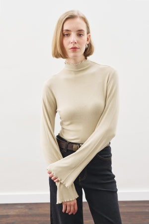 Ribbed Turtleneck Top Stone