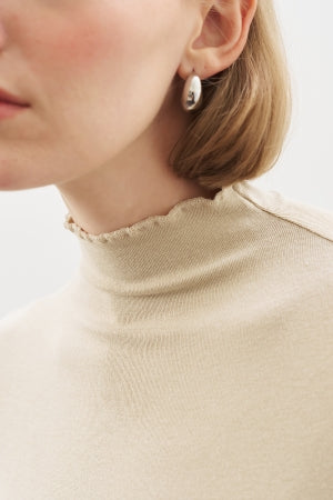 Ribbed Turtleneck Top Stone