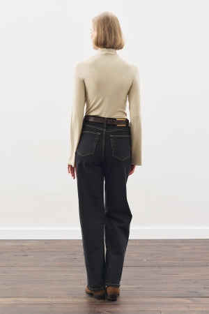 Ribbed Turtleneck Top Stone