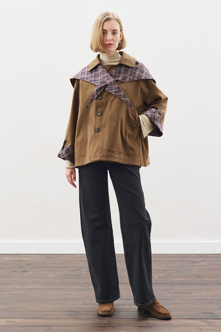 Greta Scarf-Detail Parka Khakı