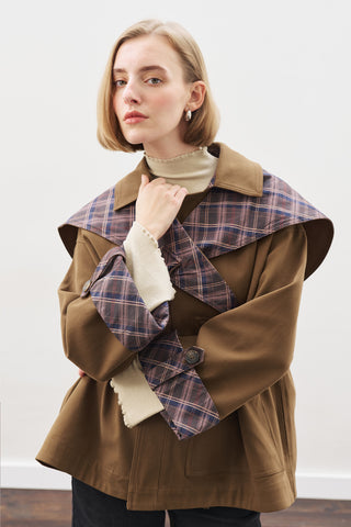 Greta Scarf-Detail Parka Khakı