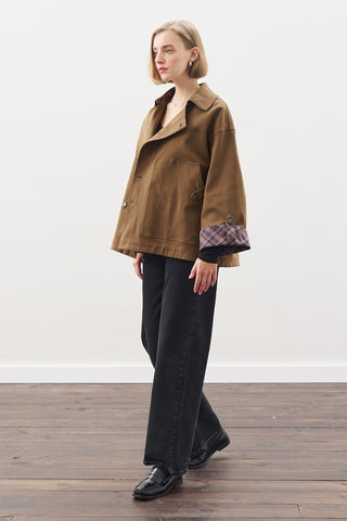 Greta Scarf-Detail Parka Khakı