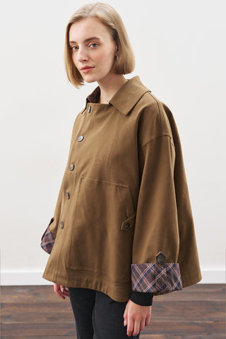 Greta Scarf-Detail Parka Khakı