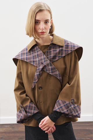 Greta Scarf-Detail Parka Khakı