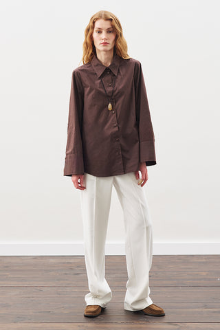 Classic Shirt With Wide Cuffs Dark Brown