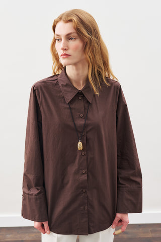 Classic Shirt With Wide Cuffs Dark Brown