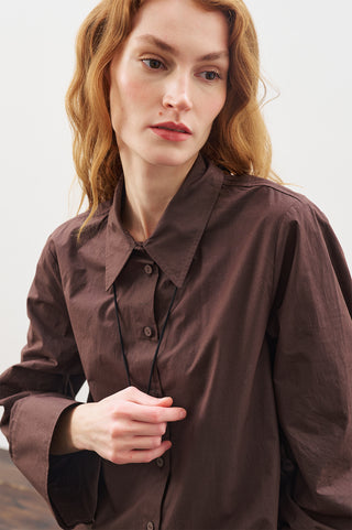 Classic Shirt With Wide Cuffs Dark Brown
