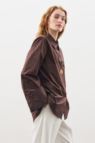 Classic Shirt With Wide Cuffs Dark Brown