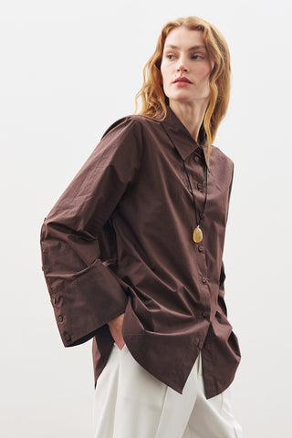 Classic Shirt With Wide Cuffs Dark Brown