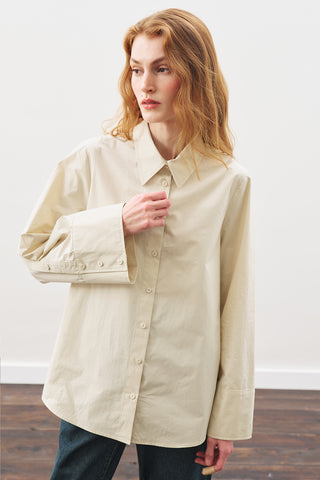 Classic Shirt With Wide Cuffs Beıge