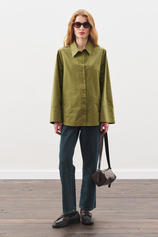 Classic Shirt With Wide Cuffs Olıve Green