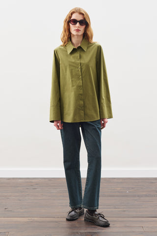 Classic Shirt With Wide Cuffs Olıve Green