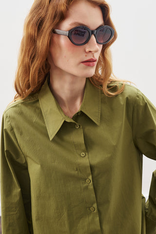 Classic Shirt With Wide Cuffs Olıve Green
