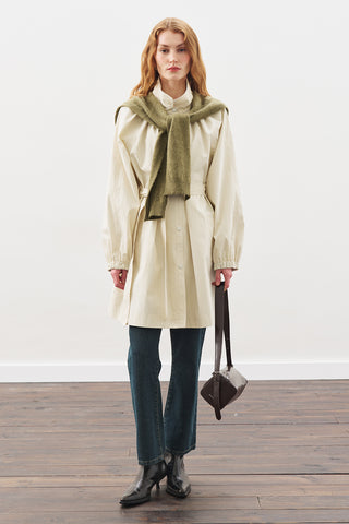 Oversized Belted Midi Trench Coat Stone
