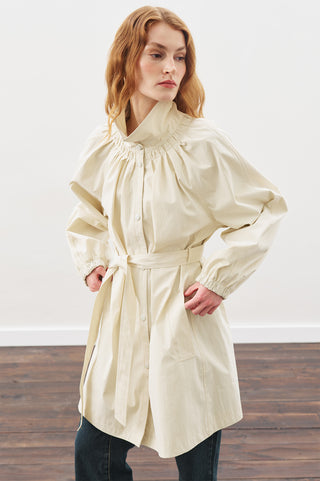 Oversized Belted Midi Trench Coat Stone
