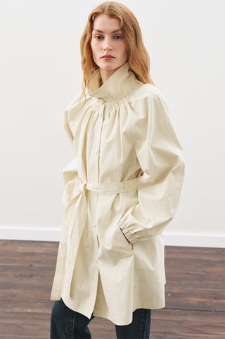 Oversized Belted Midi Trench Coat Stone