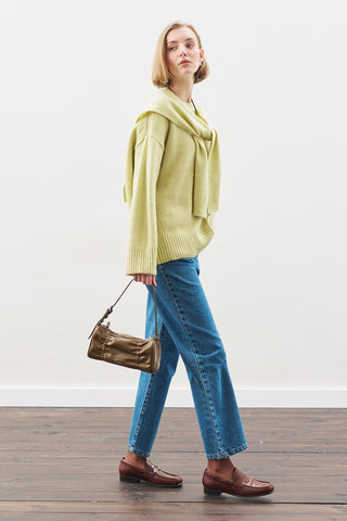 Wide-Collar Knit Scarf Lıme