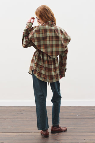 Oversized Shirt With Triangle Scarf Green Checkered