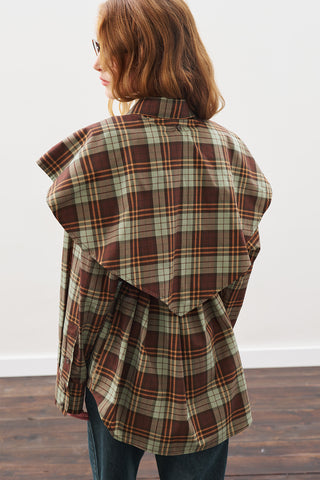 Oversized Shirt With Triangle Scarf Green Checkered