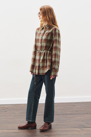 Oversized Shirt With Triangle Scarf Green Checkered