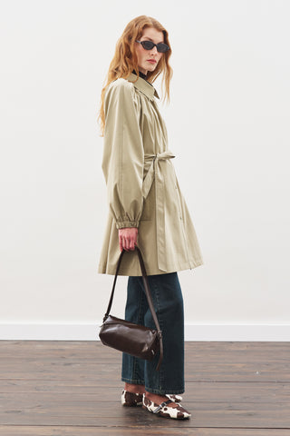 Oversized Belted Midi Trench Coat Khakı