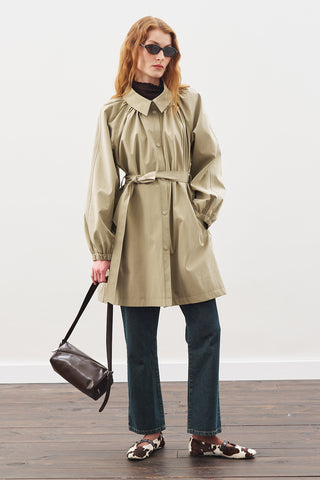 Oversized Belted Midi Trench Coat Khakı
