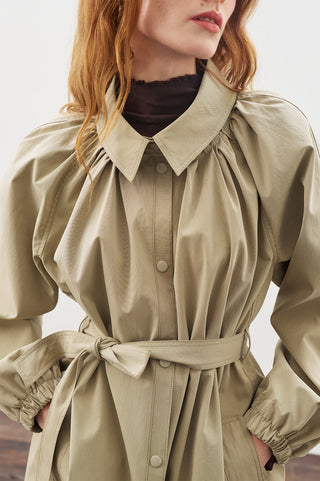 Oversized Belted Midi Trench Coat Khakı