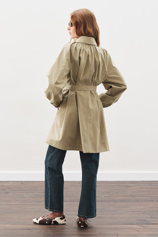 Oversized Belted Midi Trench Coat Khakı