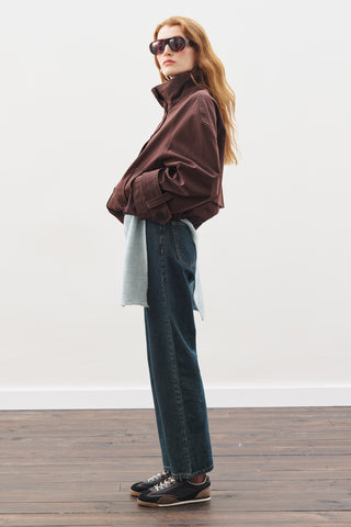 Trench-Style Bomber Jacket Brown