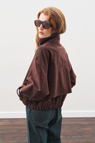 Trench-Style Bomber Jacket Brown