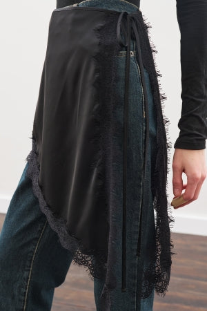 Lace Trim Waist Belt Black