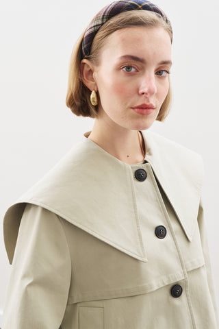 Wide-Collar Gabardine Jacket Soft Green